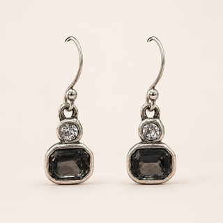 Handmade Smoky Crystal Pewter Drop Earrings, Silver