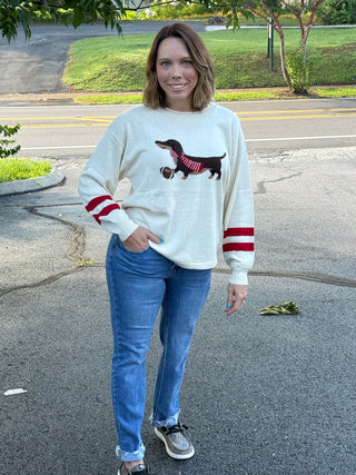 Georgia Game Day Dachshund Graphic Knit Sweater