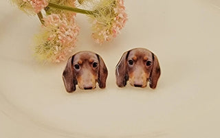 Adorable Brown Dachshund Stud Earrings – Dainty Hypoallergenic Doxie Jewelry