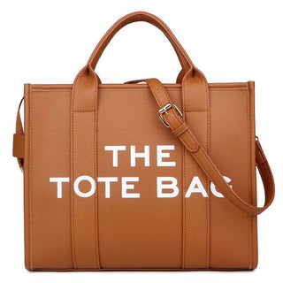 Solid Color PU Letter Tote Bag