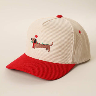 Christmas Dachshund Corduroy Trucker Hat