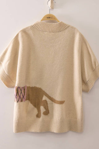 12W3672N-Dog Graphic Short Sleeve Knit