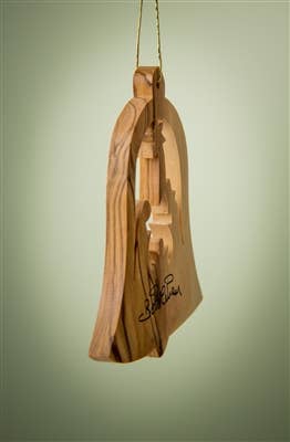 Bell with Nativity Olive Wood Ornament – 3"