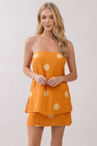 Rocky Top Polka Dot Strapless Game Day Top - Tennessee Orange
