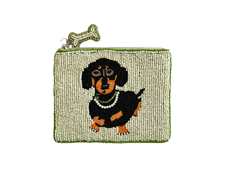 Dachshund Coin Purse Lily Posh, Beaded Dog Bag