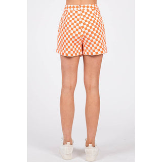 GAME DAY CHECKERED OVERLAY WRAP FRONT MINI SKORT