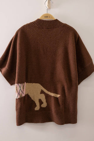 12W3672N-Dog Graphic Short Sleeve Knit