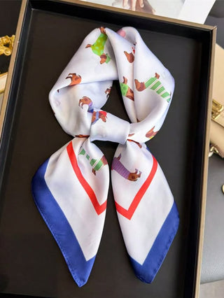The Signature Dachshund Cotton Square Scarf – Cobalt Edition