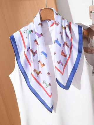 The Signature Dachshund Cotton Square Scarf – Cobalt Edition