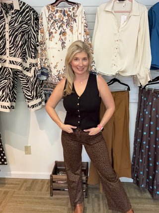 Leopard Print Wide-Leg Pants