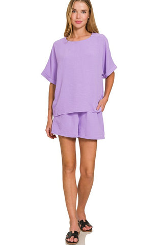 Woven Airflow Top & Shorts Set