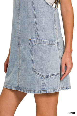 Vintage-Vibe Light Wash Denim Mini Dress