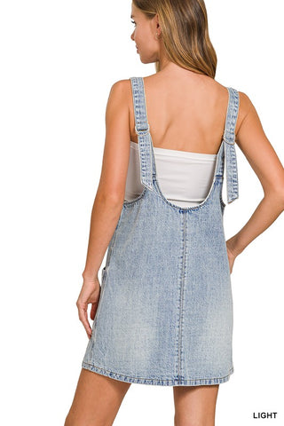 Vintage-Vibe Light Wash Denim Mini Dress