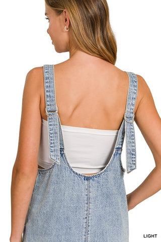 Vintage-Vibe Light Wash Denim Mini Dress