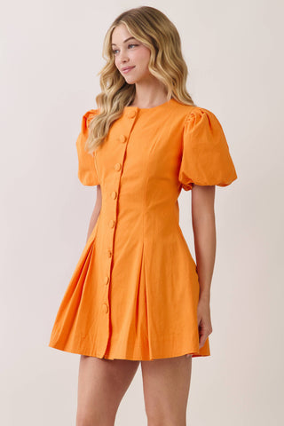 The Knoxville Puff Sleeve Pleated Mini Dress