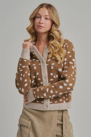 The Dappled Knit Cardigan | Premium Fawn Print Autumn Layer