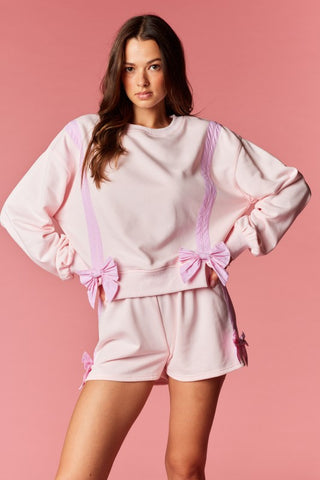 Pink Bow Detail Lounge Set