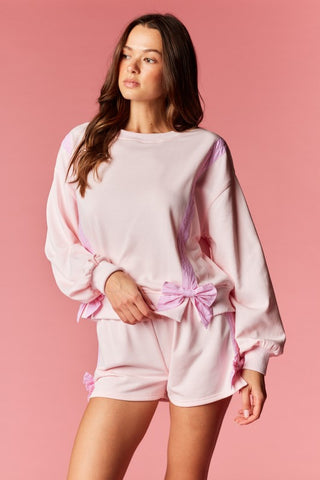 Pink Bow Detail Lounge Set