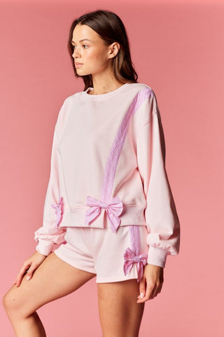 Pink Bow Detail Lounge Set