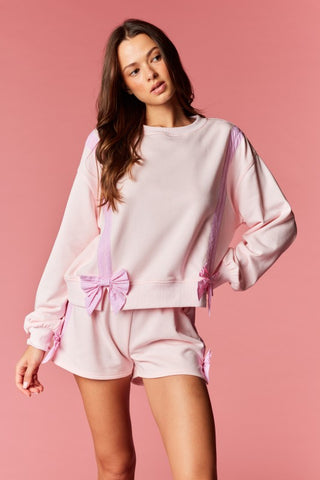 Pink Bow Detail Lounge Set