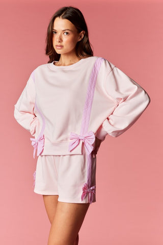 Pink Bow Detail Lounge Set