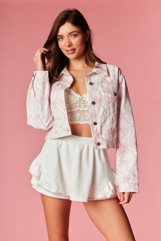 Coquette Pink Bow Cropped Jacket