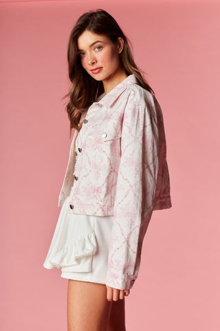 Coquette Pink Bow Cropped Jacket