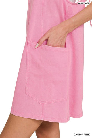 Acid Wash Overall Knit Mini Dress