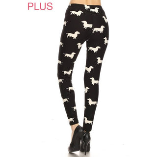 Plus Size Buttery Soft Dachshund Print Leggings – High-Waisted Doxie Comfort