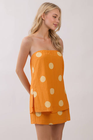 Rocky Top Polka Dot Strapless Game Day Top - Tennessee Orange