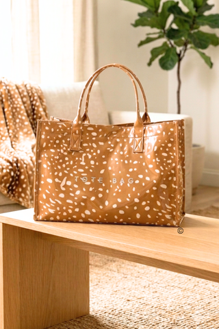 Fawntastic Large Capacity Fawn Print Tote Bag – Chic Water-Resistant Everyday Carry