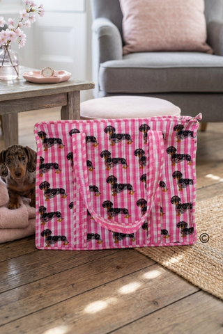 The Chloe Tote Bag©: The Signature Gingham & Dapple Dachshund Edition