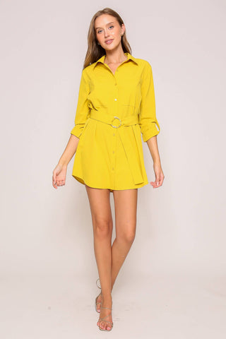 Stylish Belted Shirt Dress
