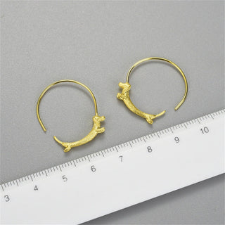 Dachshund Hoop Earrings, Medium, Gold Plated