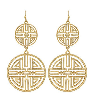 Gold Filigree Linked Circle Dangle Earrings