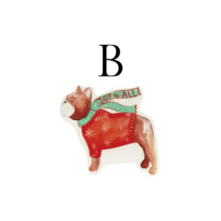 Stoneware Dog Shaped Dish with Scarf, Multicolor, 3 Styles