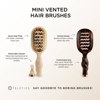 Mini Vented Travel Hair Brush | Anti-Static Heat Styling - Tan