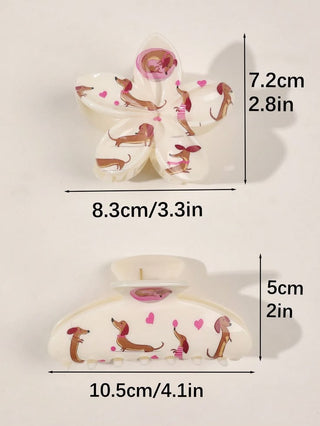Dachshund & Heart Hair Clip Set
