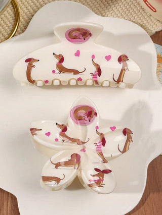 Dachshund & Heart Hair Clip Set
