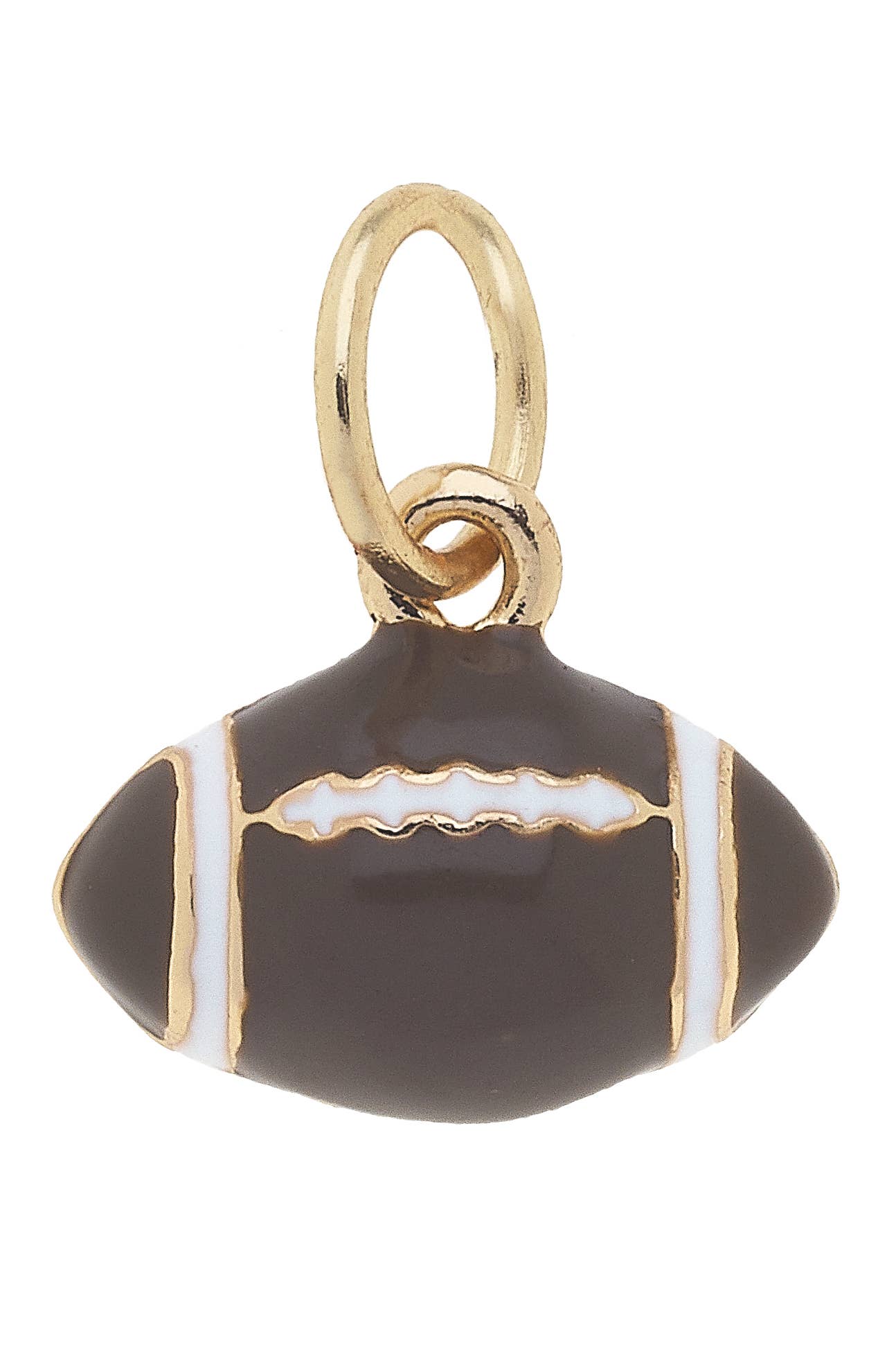 Brown 3-D football charm pendant with gold accents.