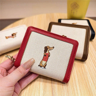 Embroidered Dachshund Zip Bifold Wallet