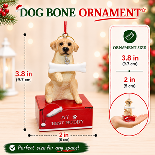 Red Dachshund Dog with Bone Ornament