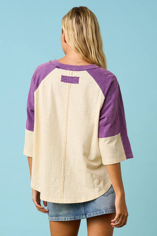 FOOTBALL PATCH MINERAL WASHED COLOR BLOCK TOP