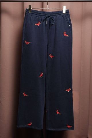 Festive Weenie: High-Waist Embroidered Dachshund Christmas Sweatpants
