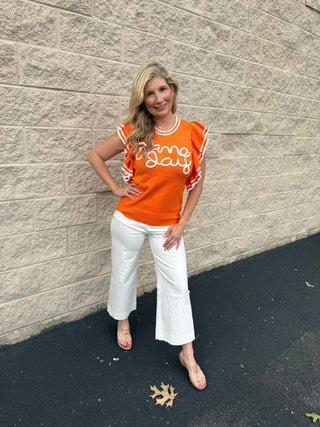 Tennessee Gameday Ruffle Sleeve Knit Top