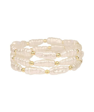3-Row Baroque Pearl Stretch Bracelet