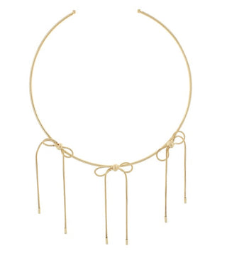 Gold Triple Bow Open Statement Choker