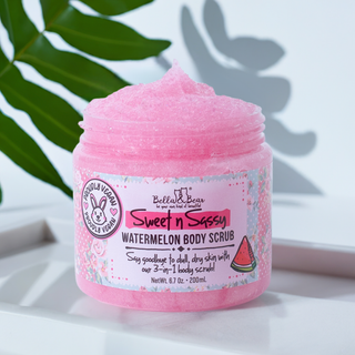 Bella & Bear Sweet ’n’ Sassy Watermelon Body Scrub | 3-in-1 Cleanser, Exfoliator & Moisturizer