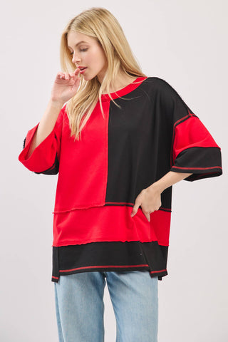 Oversized Color Block Top
