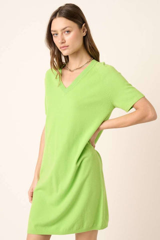 V NECK SWEATER DRESS